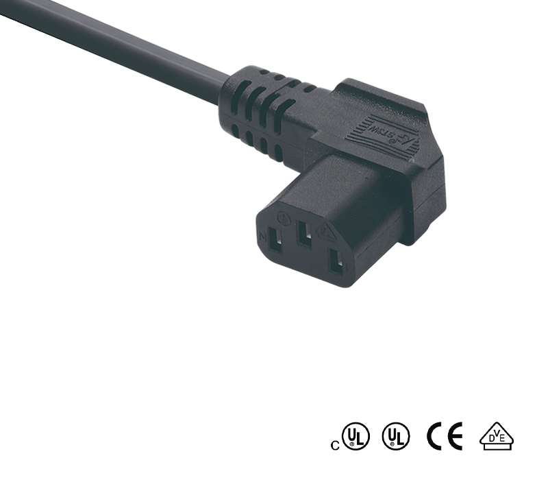 Đầu nối ST3W IEC Ổ cắm cái góc 90 độ C13 tuân thủ các tiêu chuẩn của Hoa Kỳ, Trung Quốc và Đức