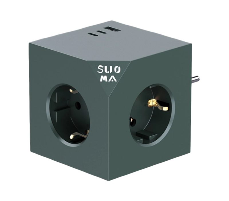 Ổ cắm điện hình khối E24 có 3 ổ cắm kiểu Châu Âu, 1 cổng USB-A và 2 cổng USB-C