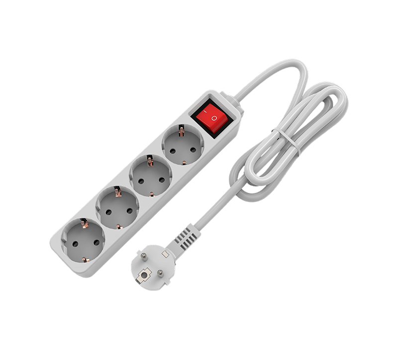 E10-4 Ổ điện kiểu Châu Âu có 4 ổ cắm, có công tắc