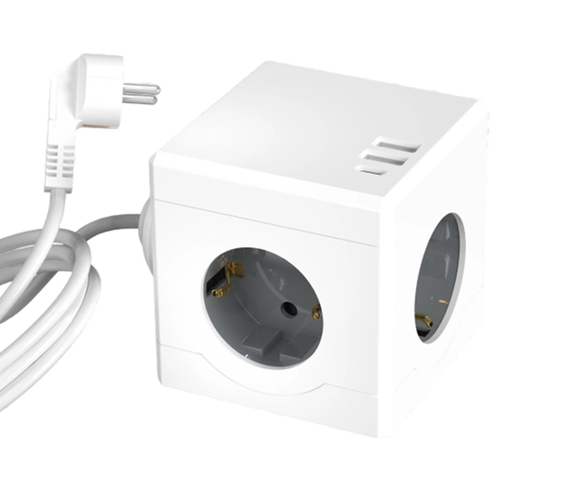 Dải nguồn dạng khối có dây E16-C với 3 ổ cắm kiểu Châu Âu, 2 cổng USB-A và 1 cổng USB-C